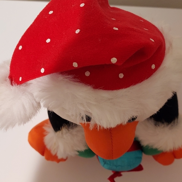 Vintage Christmas Stuffins Penguin Parachute Hat Scarf Present 1994 8" White Fur - Picture 8 of 9